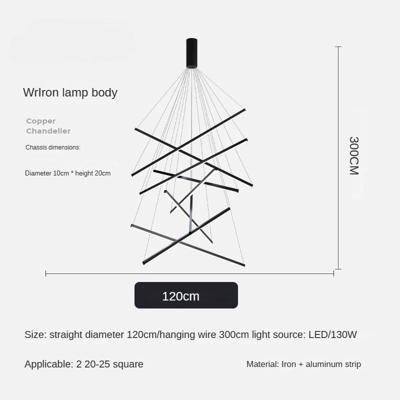 Modern Simple Design LED Ceiling Light, Penthouse Lobby Duplex Corridor Hotel Lobby Living Room Ceiling Decoration Chandelier - vue 7 sur 9