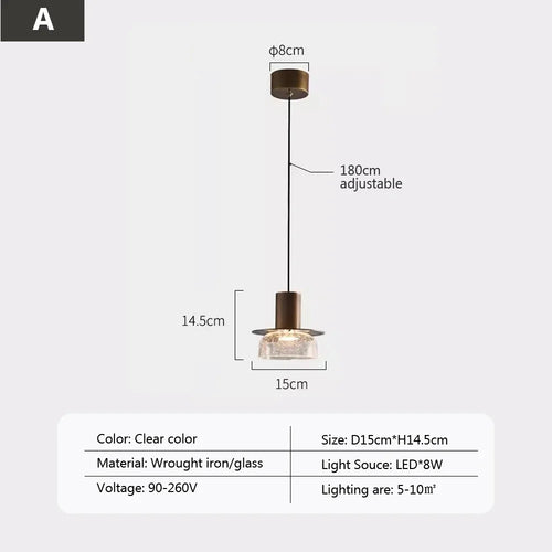 suspension led rétro en verre pour éclairage moderne et ambiance élégante - vue 12 sur 12