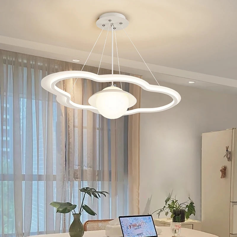 lustre led avec abat-jour nuage pour décoration intérieure
