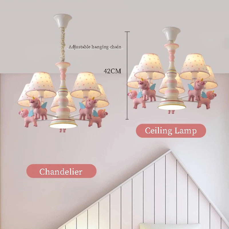 lustre carrousel pour chambre d'enfant moderne et romantique - vue 7 sur 10
