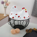 Ceramic Egg Storage Basket, Living Room, Fruit, Garlic, Hollow Metal Hen Shaped, Kitchen Organizer