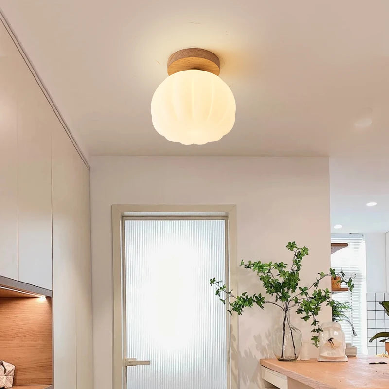 plafonnier led design nordique moderne en forme de fleur de citrouille - vue 3 sur 10