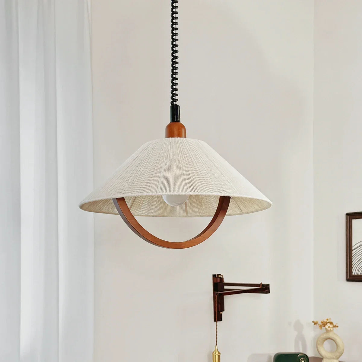 suspension rétractable en coton et bois pour intérieur - vue 6 sur 7