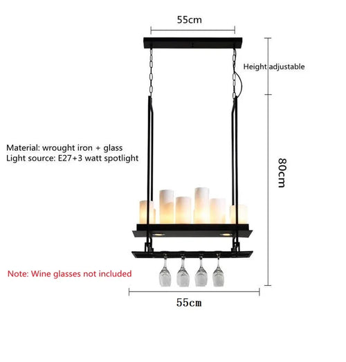 Vintage LED glass candle chandelier pendant for living room, dining, kitchen, restaurant - vue 14 sur 16