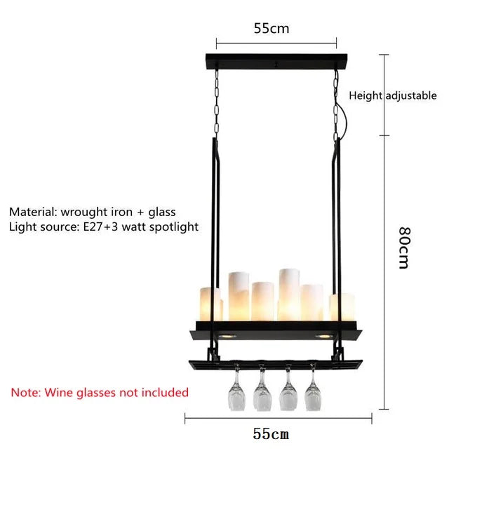 Vintage LED glass candle chandelier pendant for living room, dining, kitchen, restaurant - vue 13 sur 16