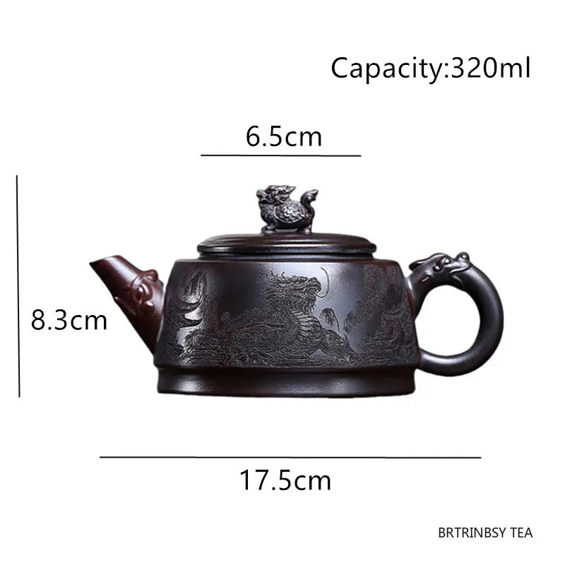 Theiere yixing zisha dragon sculpte infuseur 320ml - vue 7 sur 7