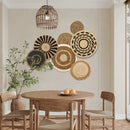 7 Pack Boho Wall Basket Decor, Hanging Woven Wall Basket Decor, Seagrass Rattan Wicker Boho Wall Decor, Round Wall Art