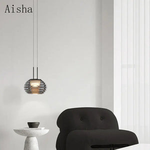 Modern glass LED bedside pendant lamp