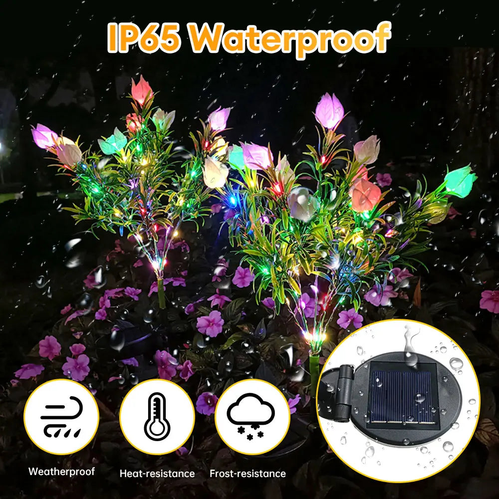 lampe solaire décorative pour jardin en forme de fleur lumineuse - vue 4 sur 8