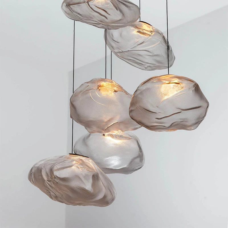 lustre moderne 	 en verre pour restaurant et magasin de vêtements