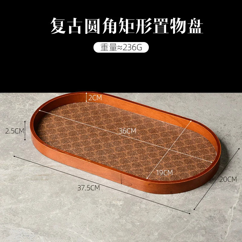 assiette à thé en cuir luxe pour rangement décoratif et bijoux - vue 7 sur 7