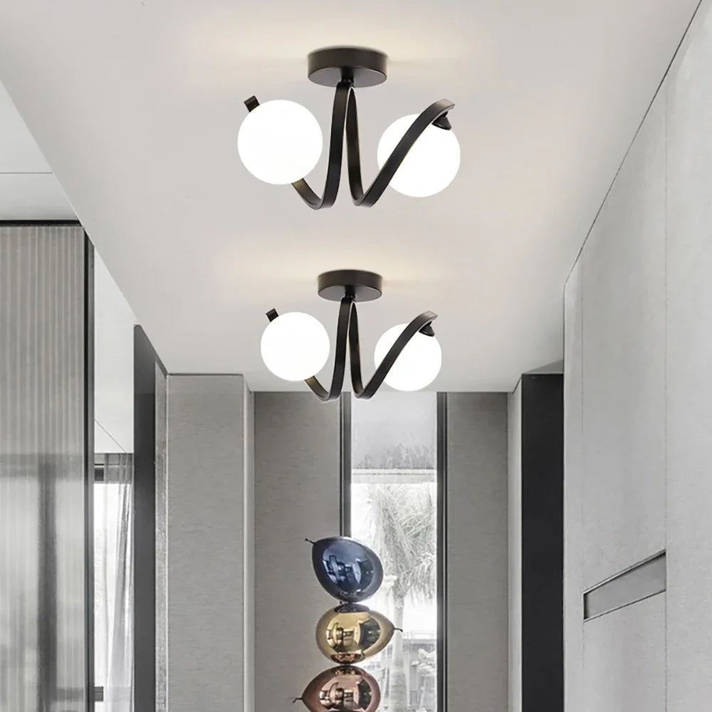 Plafonnier Verre Moderne Nordique Noir Or Haute Qualité Double-Tête - vue 6 sur 8