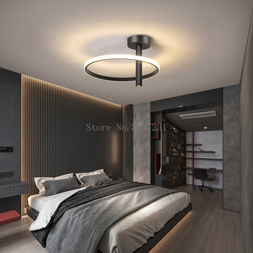 Modern minimalist LED ring ceiling light for home décor - vue 4 sur 24