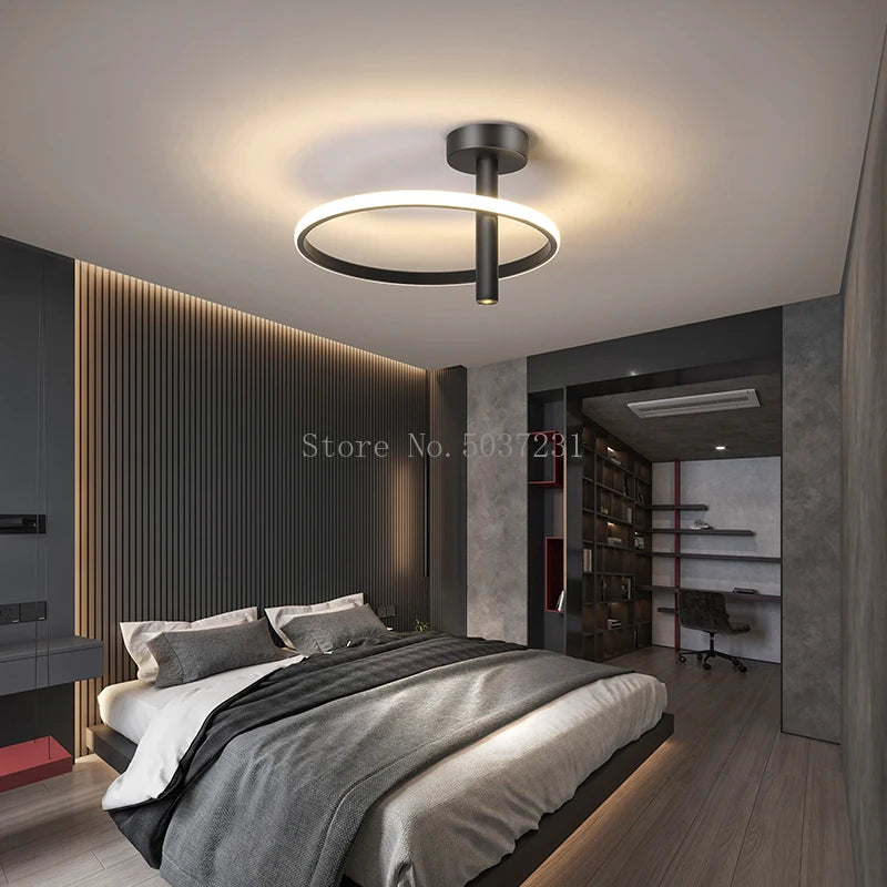 Modern minimalist LED ring ceiling light for home décor - vue 4 sur 24
