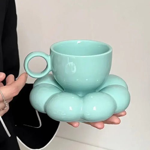 Ensemble tasses céramique nuage soucoupe fleurs style créatif