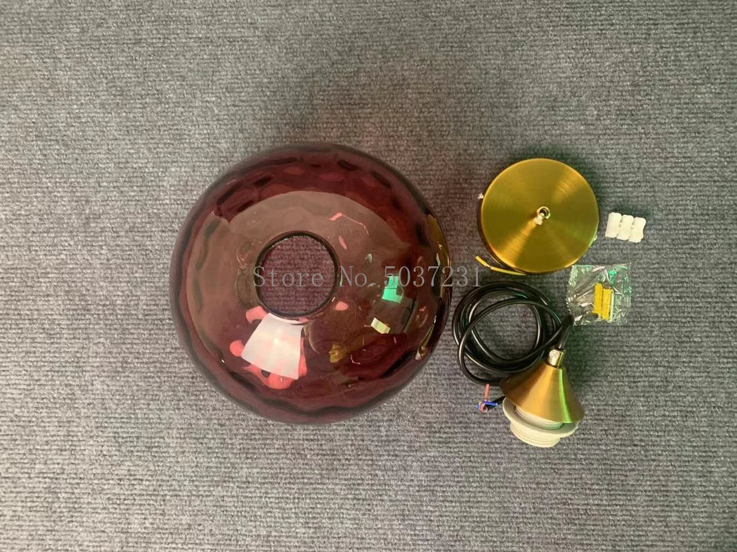 Lustre boule de verre coloré nordique lampes suspendues moderne Grain d'eau Restaurant cuisine luminaire suspendu chambre lampe de chevet - vue 4 sur 29