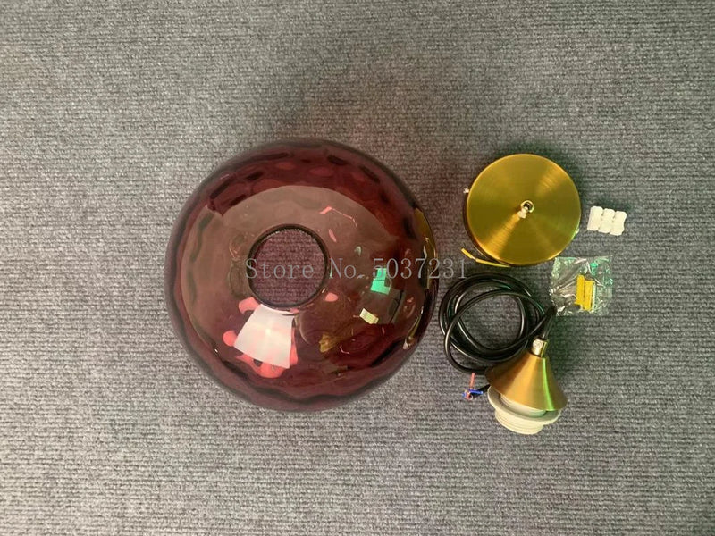 Lustre boule de verre coloré nordique lampes suspendues moderne Grain d'eau Restaurant cuisine luminaire suspendu chambre lampe de chevet