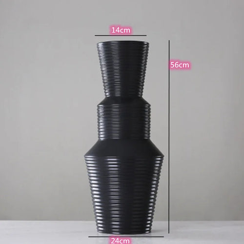 Black and White Striped Ceramic Vase, Flower Pot Decoration, Home and Living Room Decoration, Creative Geometric Striped Vase - vue 13 sur 18