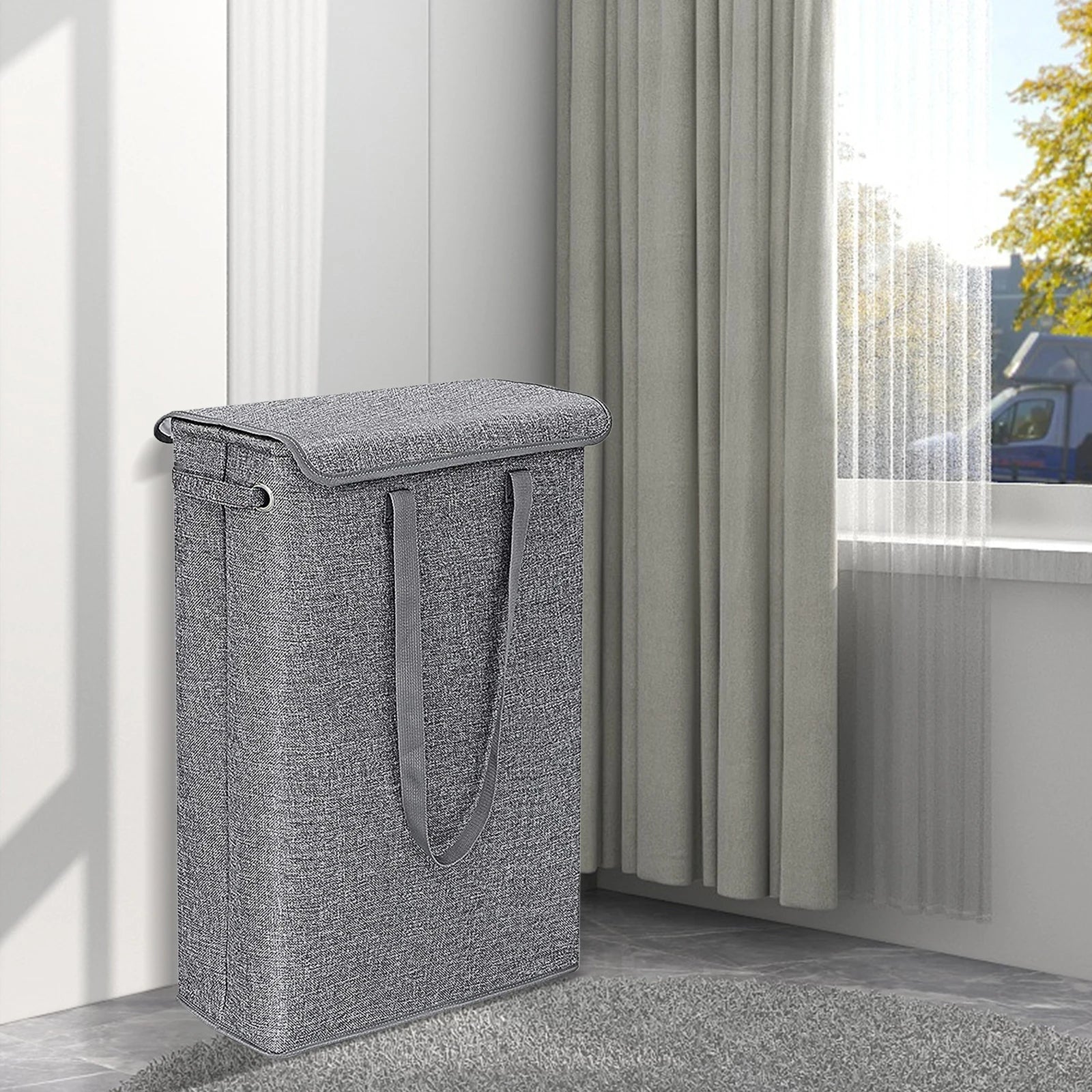 panier à linge pliable portable avec couvercle amovible pour voyage - vue 10 sur 9