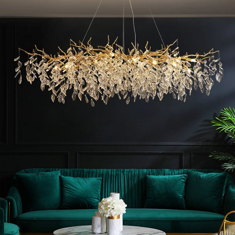 lustre en verre doré design luxueux pour décoration intérieure - vue 7 sur 16