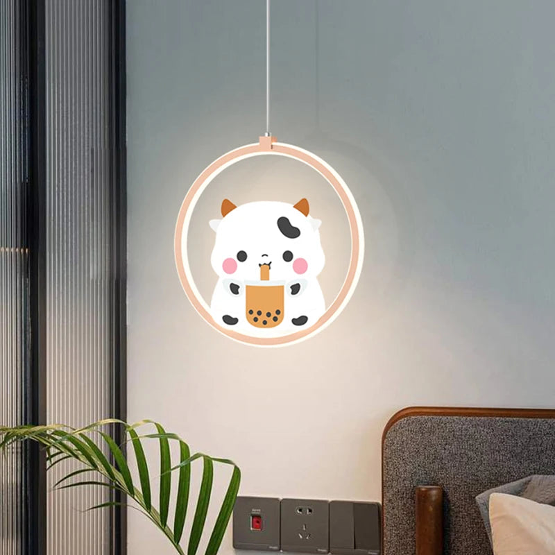 suspension mignonne vache ours rose pour chambre enfant - vue 5 sur 10