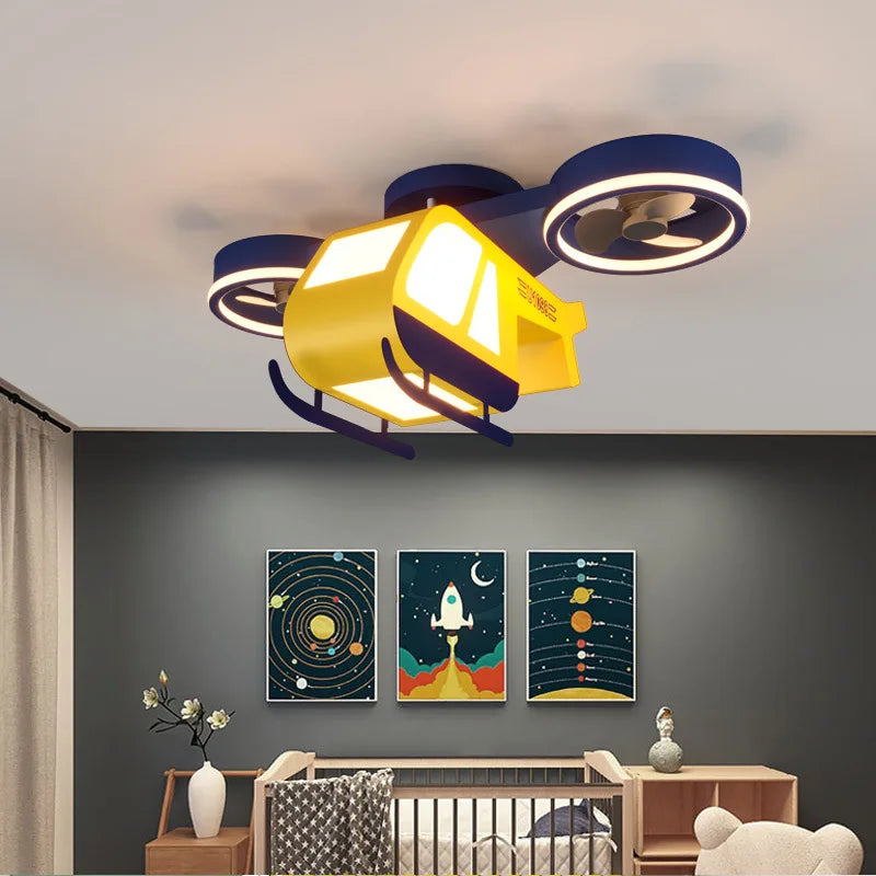 sandyha lampe led acrylique design hélicoptère dessin animé pour enfants - vue 3 sur 7