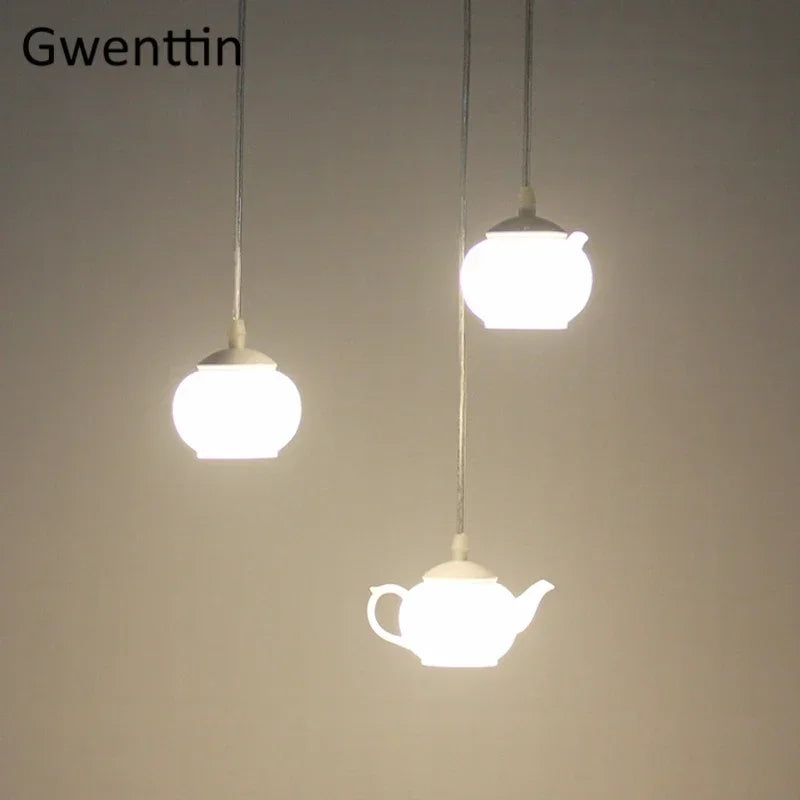suspension théière moderne à led pour décoration intérieure nordique - vue 2 sur 7