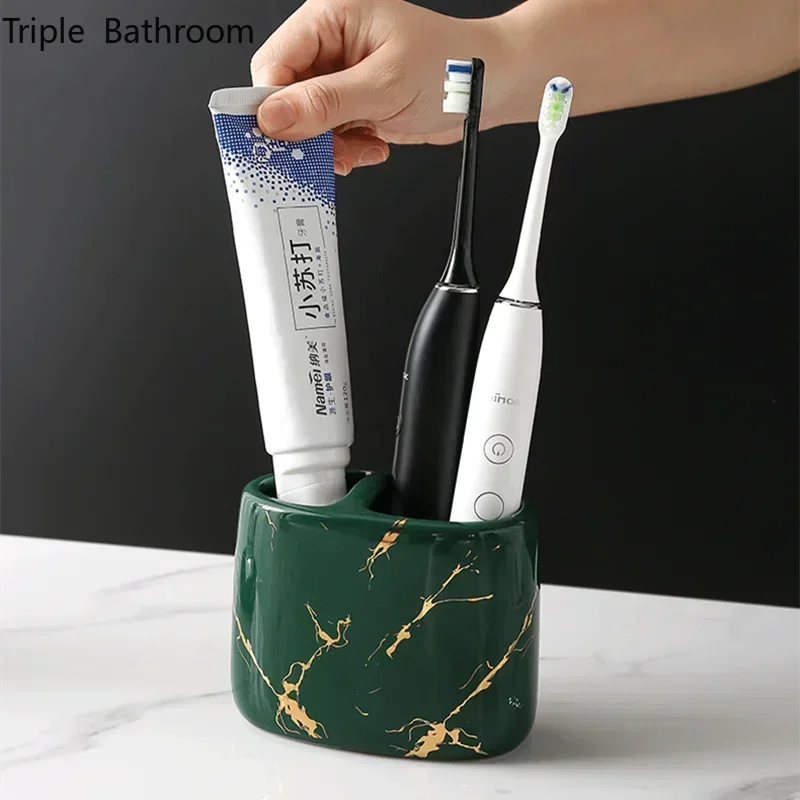 organisateur en céramique pour brosses à dents et dentifrice - vue 7 sur 10