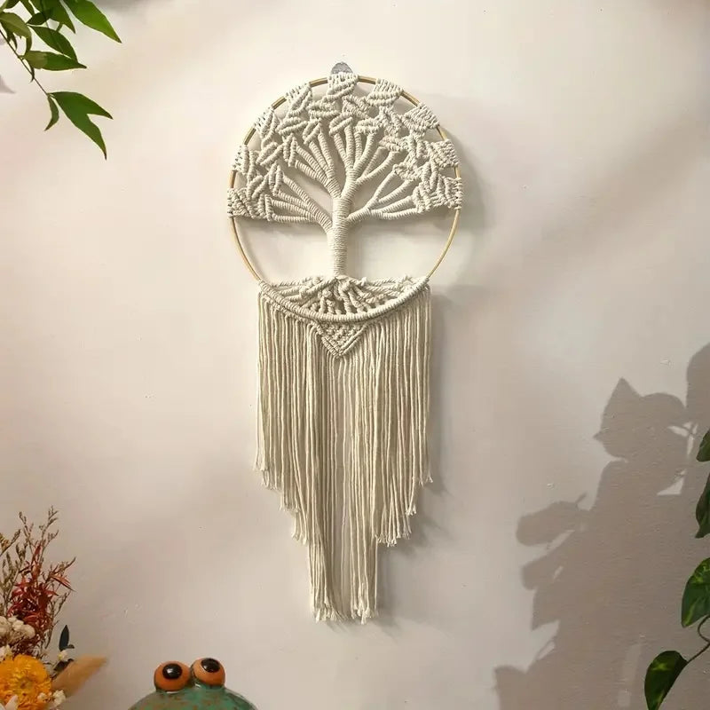 Tree of Life Macrame Wall Hanging Handmade Woven Boho Home Wall Decor for Bedroom Nursery Apartment Dorm Decoration,Gift Girl - vue 2 sur 6