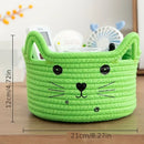Bohemian Cat Face Woven Cotton Fabric Storage Baskets, Versatile Organizer For Bedroom Living Room Office Desk Sundries Sorting