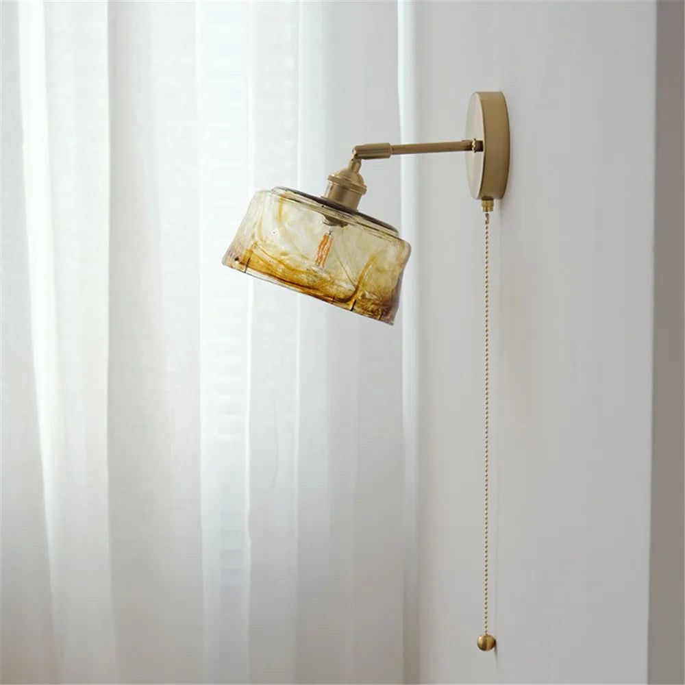 applique murale rotative rétro en verre et cuivre avec interrupteur - vue 6 sur 9