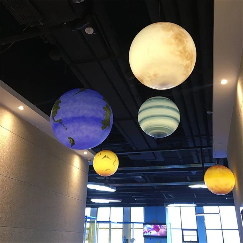 lustre led créatif système solaire planète atmosphère intérieure - vue 6 sur 6