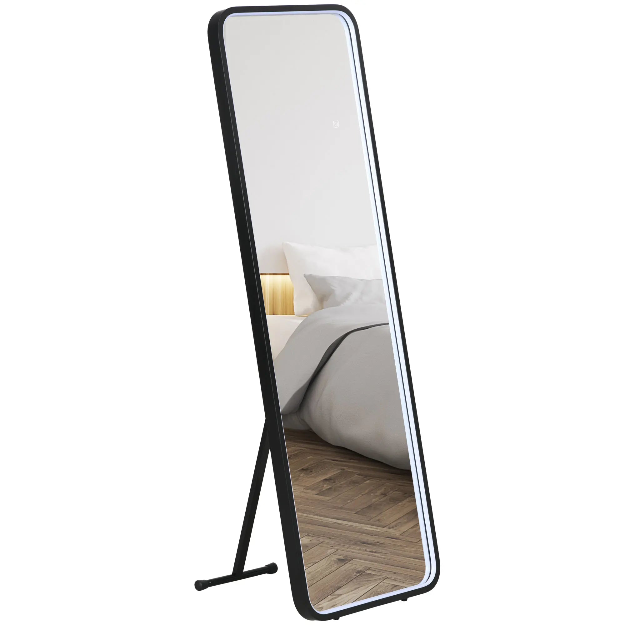 HOMCOM full body mirror with LED lights 151,5x50 cm memory function - vue 1 sur 6