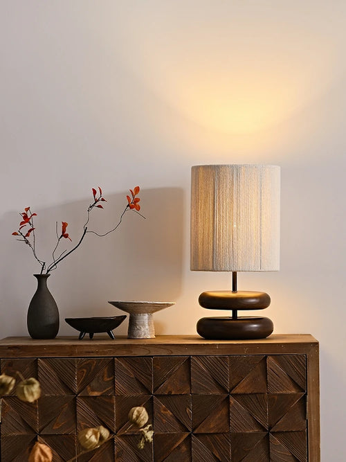 lampe de table japonaise bois massif rétro - vue 6 sur 8