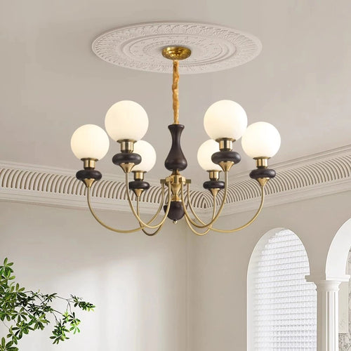 lustre rétro en métal et verre pour intérieur élégant - vue 3 sur 8