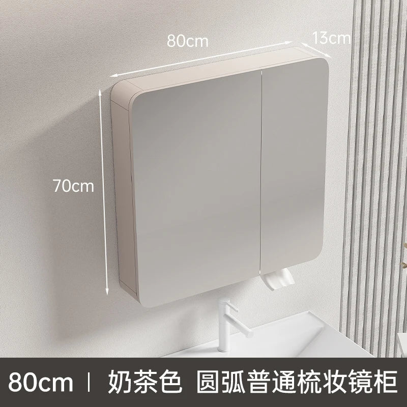 armoire circulaire en aluminium avec miroir éclairage intelligent et rangement - vue 32 sur 32