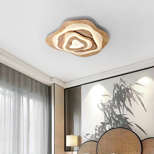 Plafonnier Chinois Zen en bois nuage acrylique LED - vue 3 sur 11