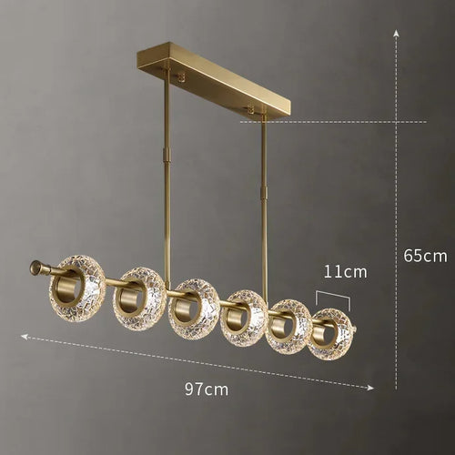 Nordic cracked glass chandelier with modern minimalist LED - vue 8 sur 10