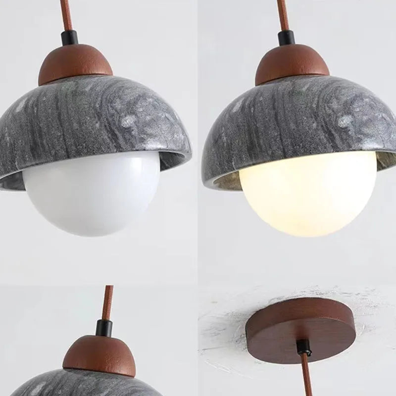 suspension moderne en marbre et bois pour bar - vue 6 sur 9