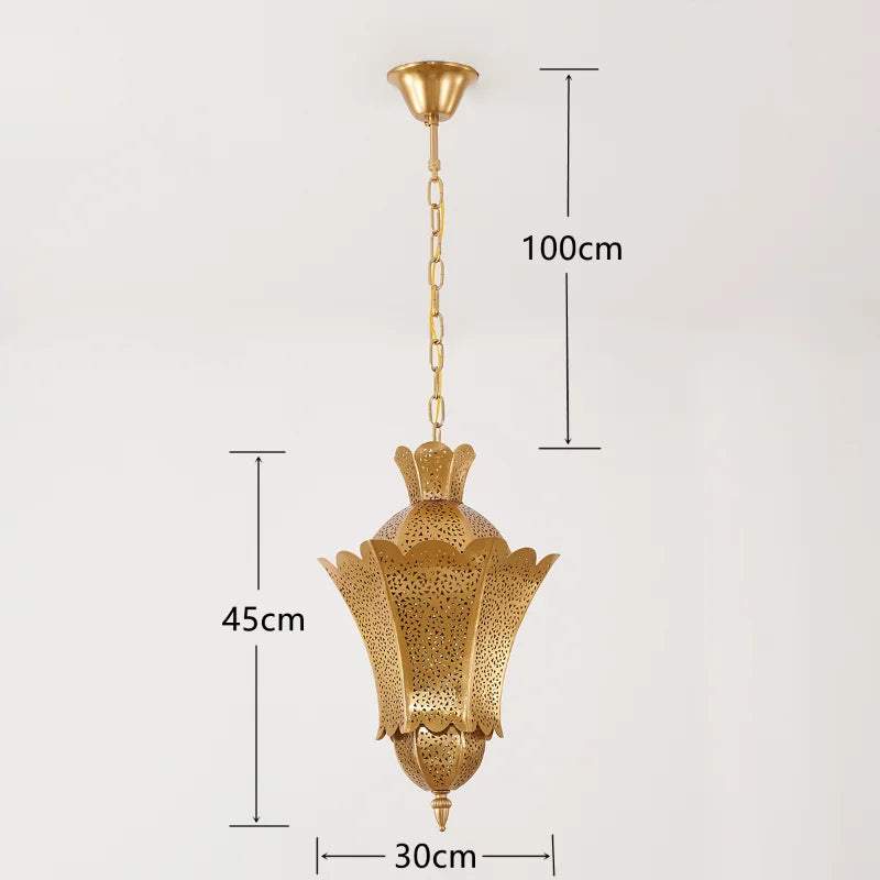 suspension marocaine rétro vintage en métal sculpté pour restaurant et hôtel - vue 5 sur 5