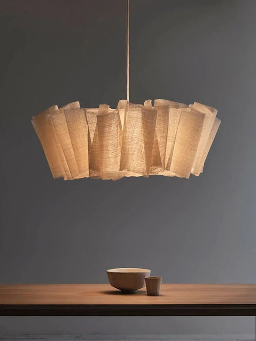 Nordique Vintage Wabi Sabi vent fait à la main tissu Led lustre B &amp; B éclairage intérieur salle à manger Bar chambre chevet suspension lumières - vue 5 sur 10