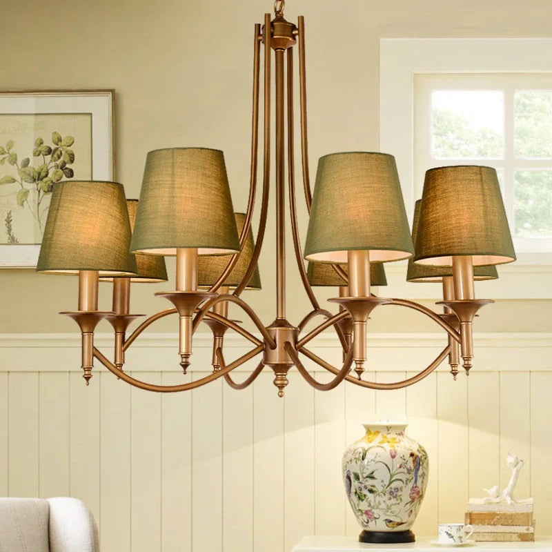 Lustre Moderne Bronze Métal Led Éclairage Salon Décor Led Tissu - vue 5 sur 17