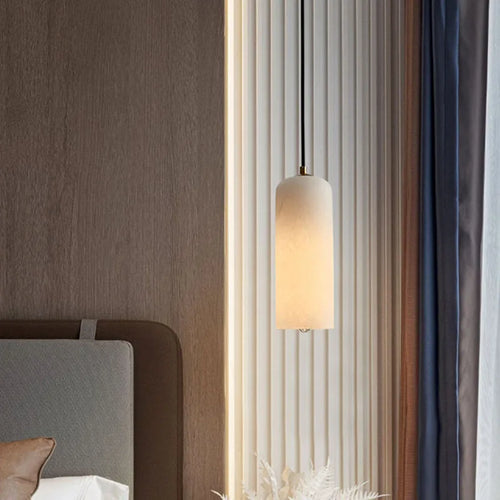 lustre naturan en marbre avec ampoule cuivre pour éclairage simple