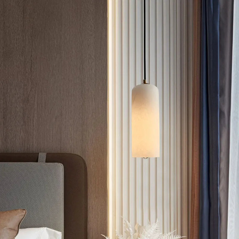lustre naturan en marbre avec ampoule en cuivre simple éclairage - vue 4 sur 7