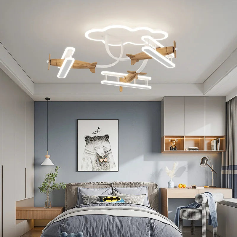 lustre d'avion dessin animé pour enfants avec télécommande