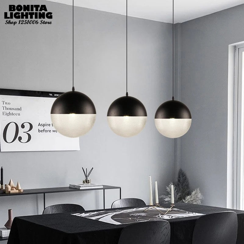 suspension nordique en verre à carreaux pour décoration moderne - vue 7 sur 12
