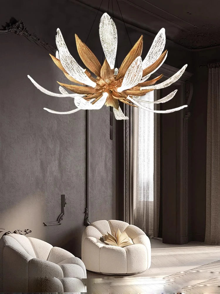 lustre led en cuivre et verre à intensité variable pour intérieur - vue 6 sur 11