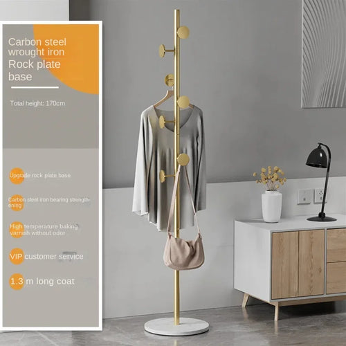Floor To Floor Bedroom Light Luxury Rock Plate Base Metal Hanger, Marble Scarf and Bag Rack for Entering The Home Coat Rack - vue 23 sur 30