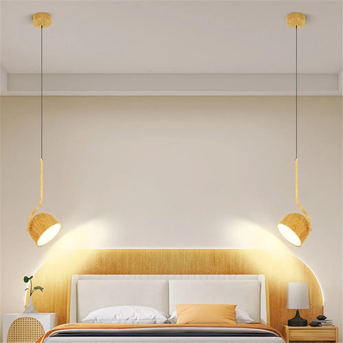 Nordic style adjustable angle wooden LED pendant light - vue 5 sur 8