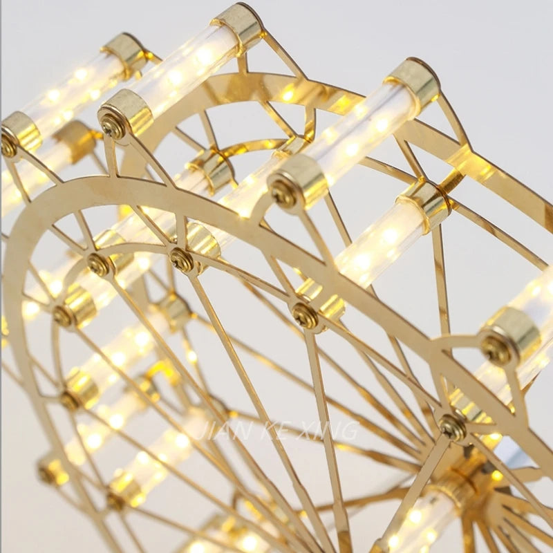 lampe de table rotative led grande roue en acier inoxydable - vue 6 sur 11